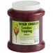 A plastic container of I. Rice wild cherry sundae topping with a white lid and a label.