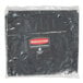 A black Rubbermaid replacement bag with a black and white label.