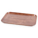 A rectangular Java teak fiberglass tray with a brown finish.