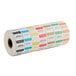 A roll of Noble Products Dissolvable Day of the Week labels with different colors.