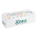 A white Noble Products dispenser box with 7 different colored rolls of dissolvable day of the week labels.