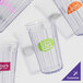 A group of clear GET Spektrum plastic tumblers.