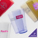 A group of clear customizable plastic tumblers.