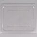 A clear plastic Cambro lid on a clear plastic food container.