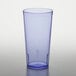 A blue plastic GET tumbler on a white surface.