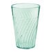 A jade green plastic tumbler with a curved design.