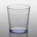A clear plastic tumbler with a textured surface.