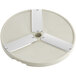 A white circular object with four metal blades.