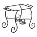 A wrought iron chafer stand designed to hold a 4-quart half size chafer.