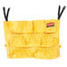 A yellow Rubbermaid utility bag with a white handle and black strap.