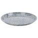 A round gray Cambro fiberglass tray with a black swirl design.