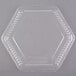 A Genpak clear hexagonal plastic lid with holes.