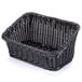 A black plastic cascading basket with a handle.