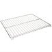 A Cooking Performance Group metal oven rack with a wire grid.