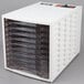 A white Weston 10-tray food dehydrator.