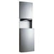 A stainless steel rectangular box with a door and a paper towel dispenser.