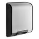 A silver and black Bobrick TrimDry no-touch electric hand dryer.