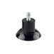 A black plastic cylinder with a black band and screw on the bottom.