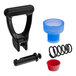 A black and blue plastic Bunn faucet repair kit with a spring.