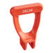 An orange plastic Bunn faucet handle with white text.