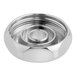 A Bunn chrome faucet bonnet with a circular design.