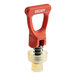 A red plastic Bunn faucet repair kit with white text.