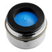 A round silver and blue Bunn faucet aerator kit with a black circle.