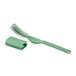A stainless steel bread lame with a green handle and cover.