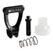 A Bunn faucet repair kit with a black and clear plastic object and a spring.