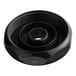 A black plastic Bunn faucet bonnet with a white circle in the center.