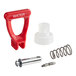 A Bunn red faucet repair kit handle with screw and spring.