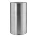 A silver Rubbermaid round open top aluminum waste receptacle.