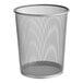 A Rubbermaid silver mesh round wastebasket.