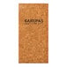 A brown rectangular cork menu cover with black text.