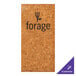 A natural cork menu cover with the word "Forge" on it.