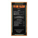 A Menu Solutions natural cork menu cover with a white background and black frame with white text.