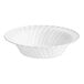 A white WNA Comet disposable plastic bowl with a wavy edge.