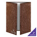 A dark brown cork Menu Solutions gatefold cover.