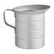 A silver metal Vollrath aluminum measuring cup with a handle.