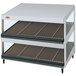 A white Hatco Granite Glo-Ray slanted double shelf with glass shelves.