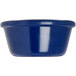 A close-up of a Carlisle cobalt blue ramekin.