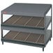 A grey Hatco countertop display case with glass shelves.