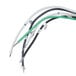 A group of wires with tags attached to a Hatco strip warmer.