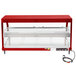A red and silver Hatco warm dual shelf display case with a clear top.