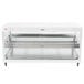 A white rectangular Hatco countertop with dual glass shelves.