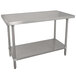 An Advance Tabco stainless steel work table with undershelf.