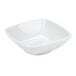 A white square Tuxton china bowl.