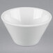 A close up of a TuxTrendz Linx bright white bouillon cup with a small rim.