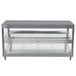 A Hatco grey stainless steel countertop hot food display warmer with glass shelves.