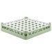 A white and green plastic Vollrath glass rack with compartments.